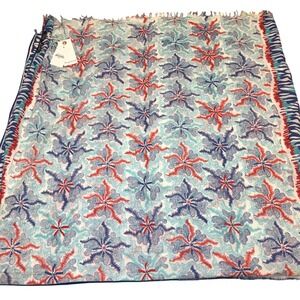 NWT Fragonard Pareo Punta Cana Cotton Scarf Beach Blue Red Starfish Print